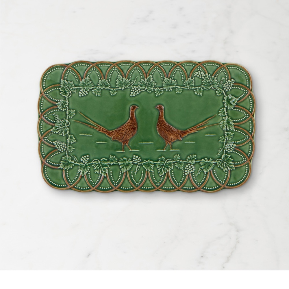 Bordallo Pinheiro Woods Small Rectangular Pheasant Platter - NEW IN BOX